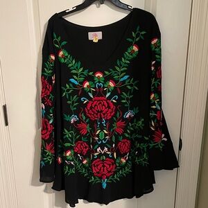 Vibrant Floral Embroidered Blouse